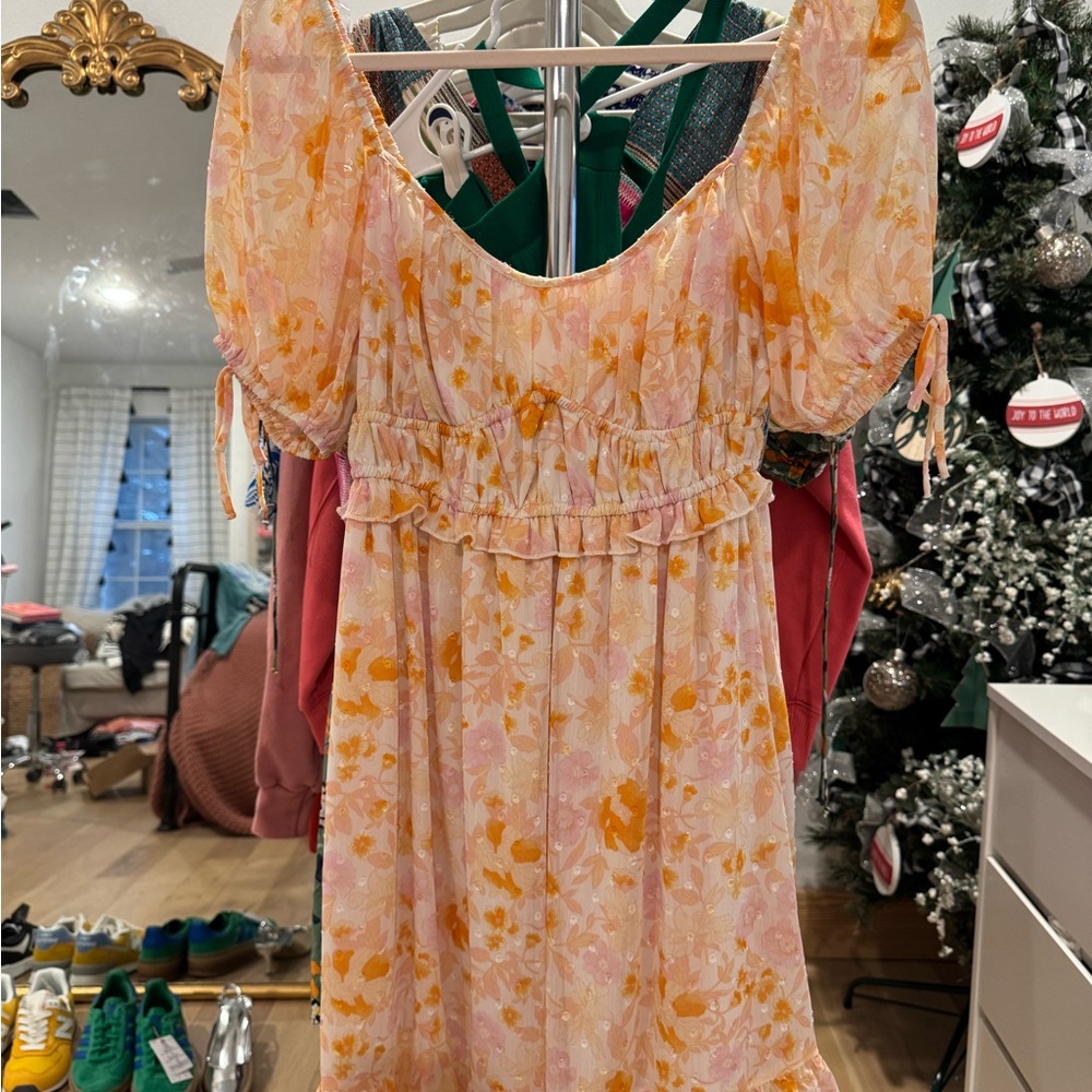 Lush Floral Puff Sleeve Dress
